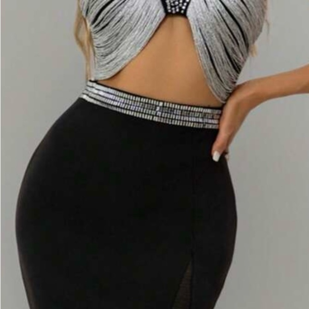 Black and Silver Cutout Dress